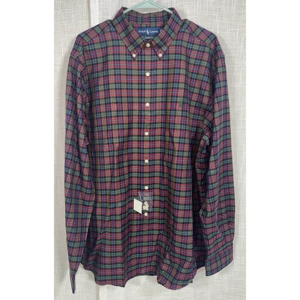 NWT Men's‎ Ralph Lauren XL Long Sleeve Button Down Plaid Shirt Pony Classic READ
